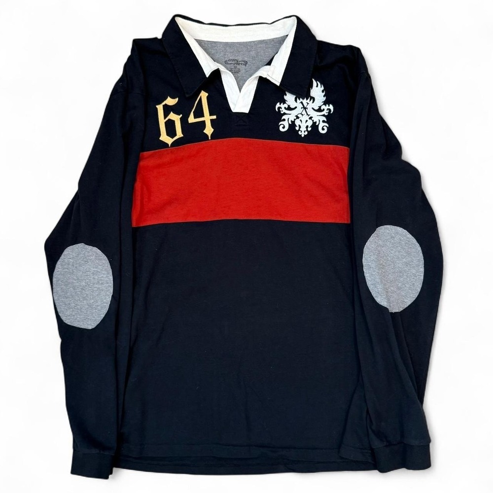 Crazy Shirts Long Sleeve Striped Polo Rugby Shirt Men's Size XXL Academia Preppy